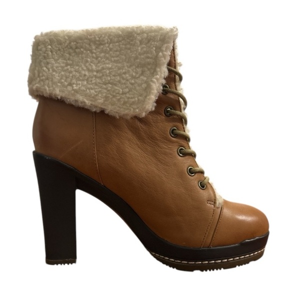 NWOB Kelsi Dagger Ricci Tan Leather Heeled Boots Women's Size 9 - Picture 5 of 12